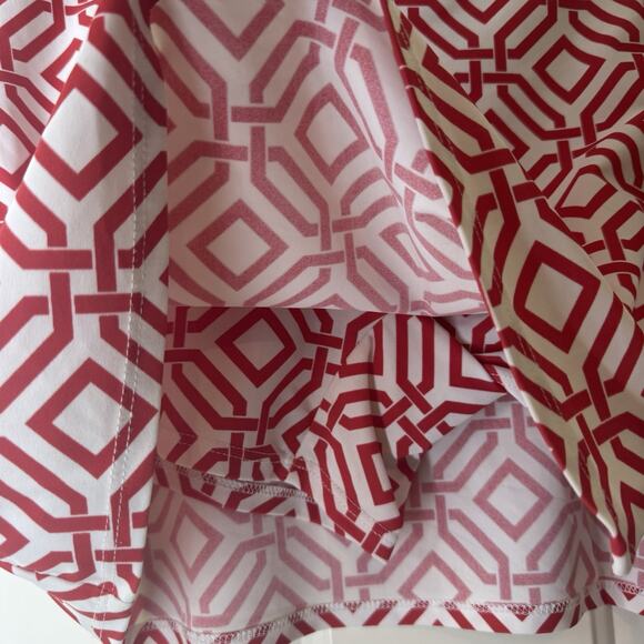 Jude Connally Golf Skirt Geometric Printed Red White Size Small Pull On Skort - Picture 2 of 4